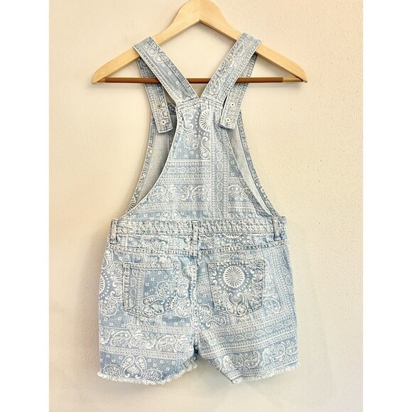 The Childrens‎ Place Paisley Denim Snap Overall Shorts Girls Size 12 - Picture 5 of 10